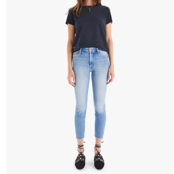 MOTHER Looker Ankle Fray Jeans Au Revoir Wash Size 26 High Rise Skinny - Picture 1 of 17